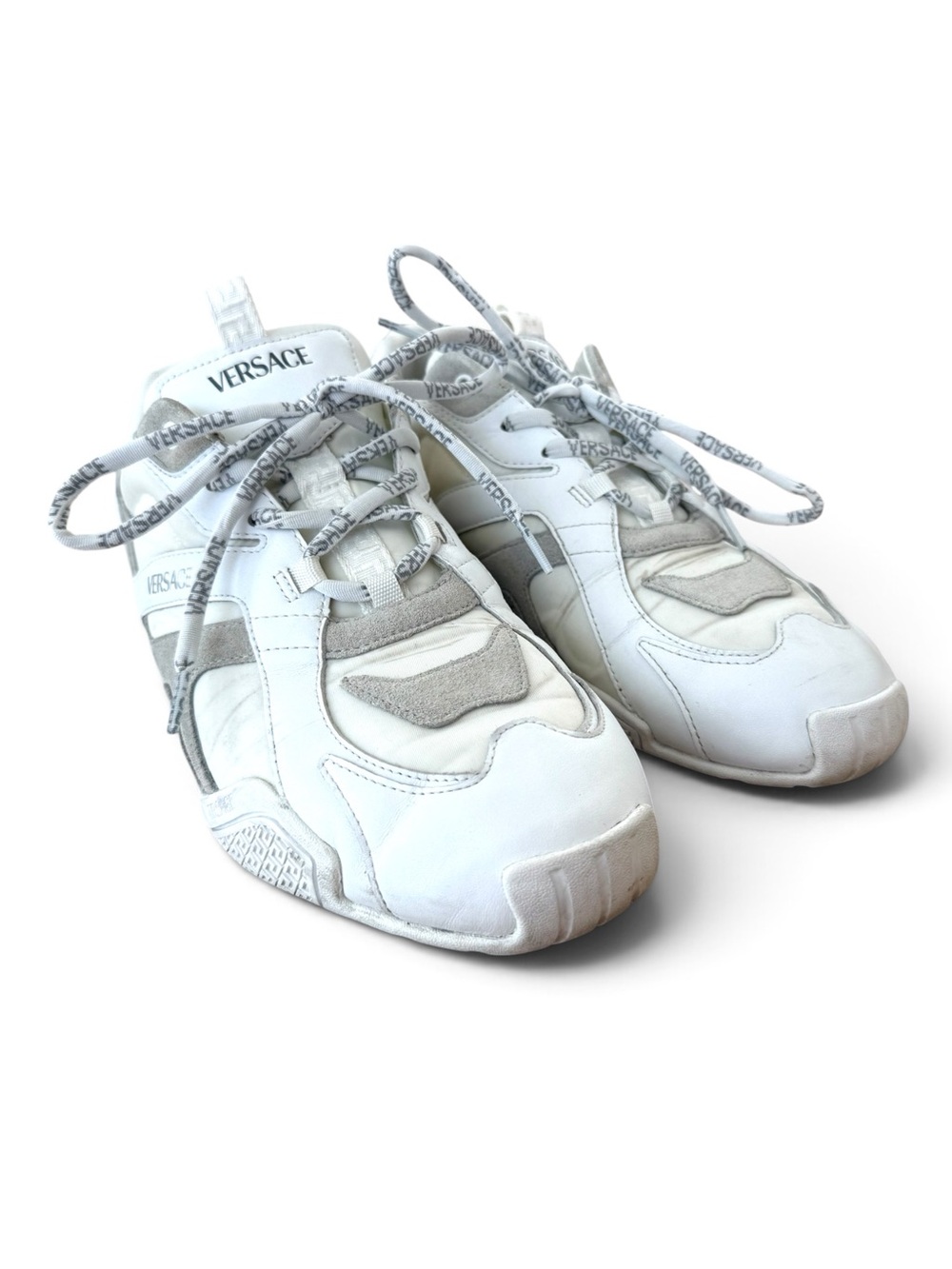 Versace MEN’S White and Light Gray Low-Top Sneakers